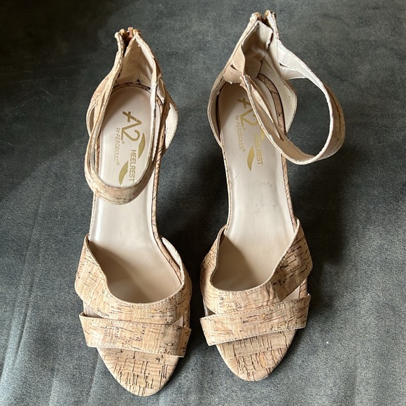 A2 By Aerosoles Shoes - A2 by Aerosoles Heel Rest Cork Ankle Strappy Sandals Women’s Size 8M